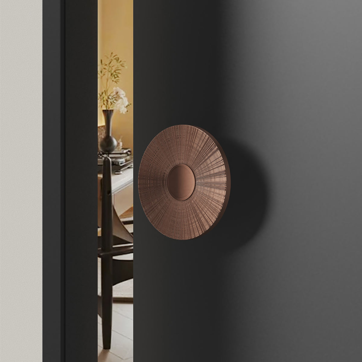 Circular handle for the main entrance of the hotel banquet hall lobby