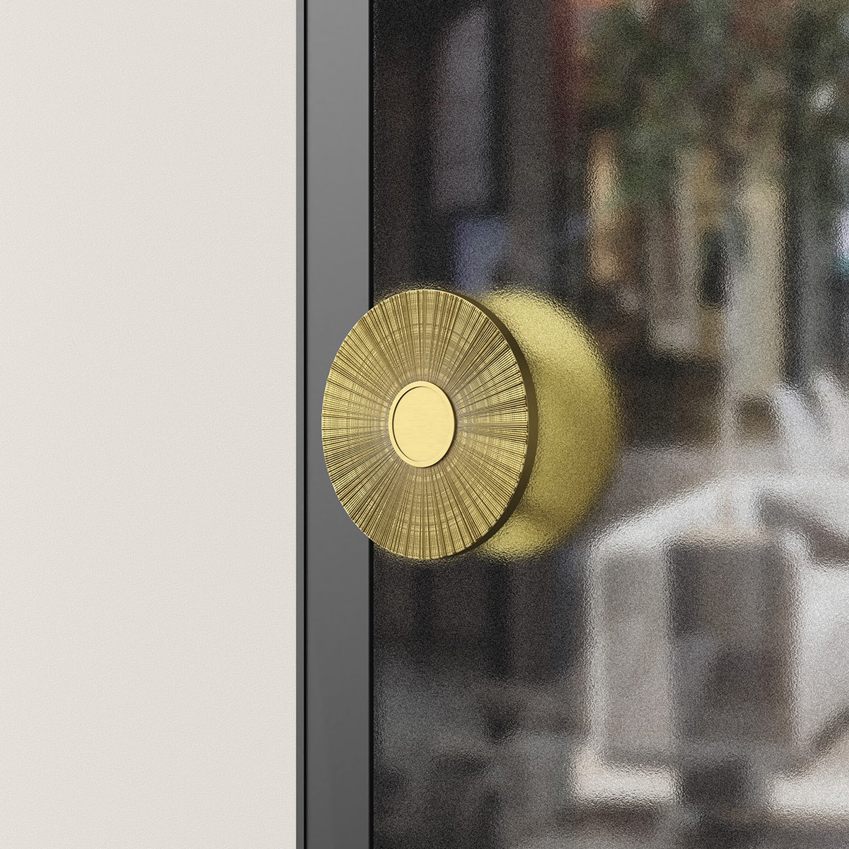 Circular handle for the main entrance of the hotel banquet hall lobby