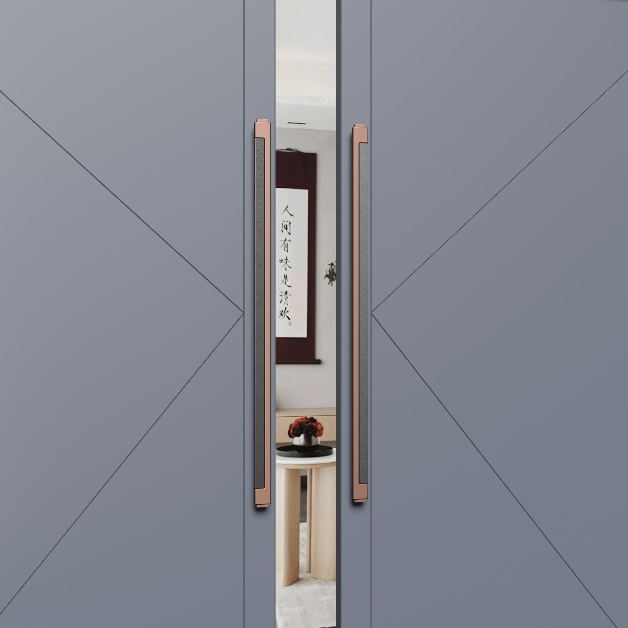 Leather handles for villa entrance doors and office building conference room doors