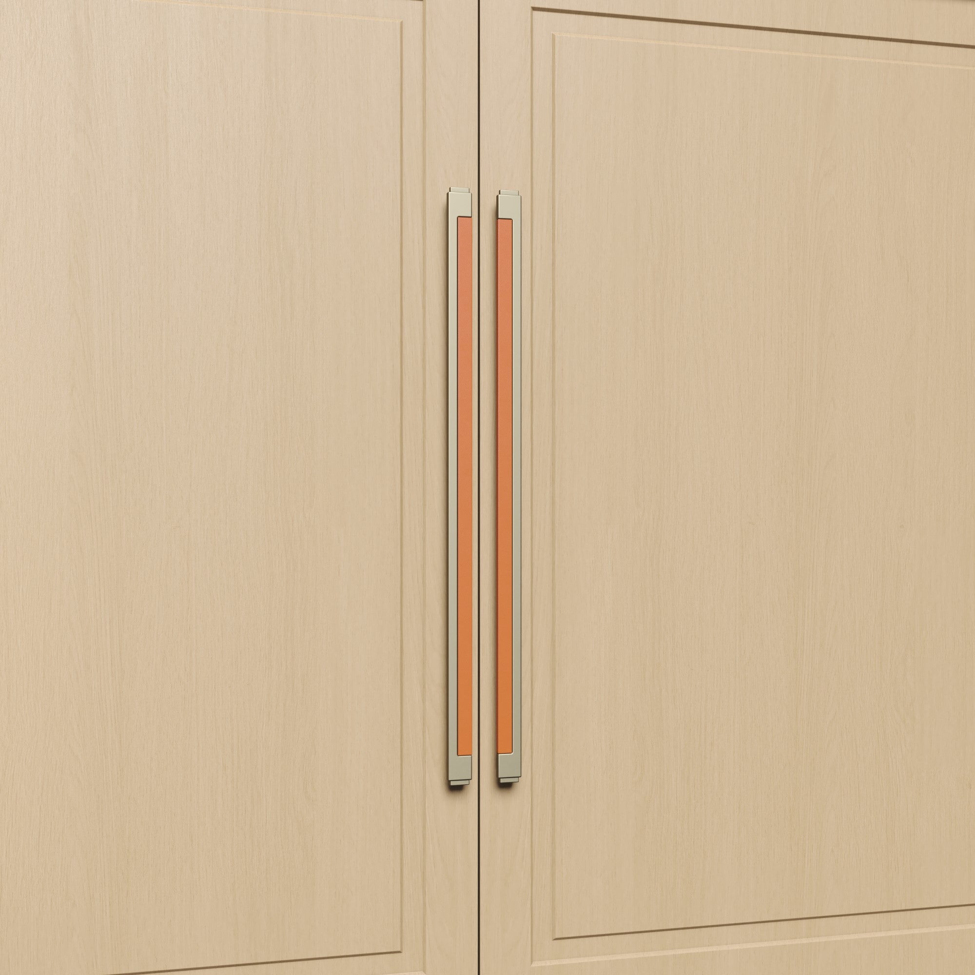 Leather handles for villa entrance doors and office building conference room doors
