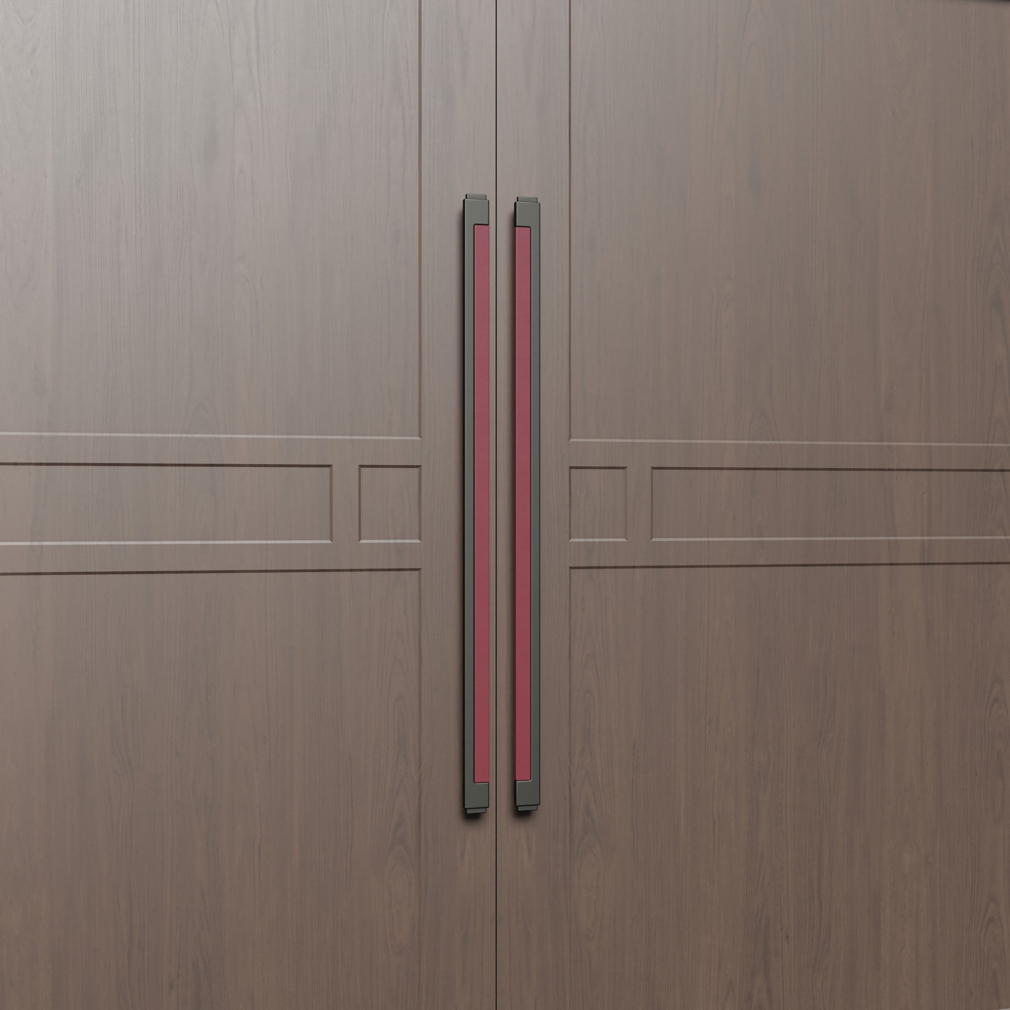 Leather handles for villa entrance doors and office building conference room doors