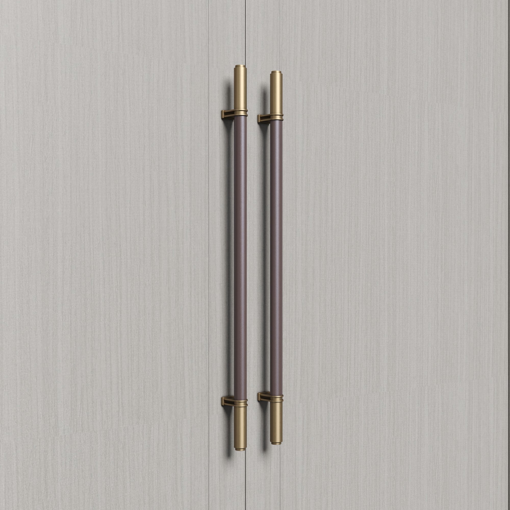 Cylindrical leather handle for hotel meeting room doors