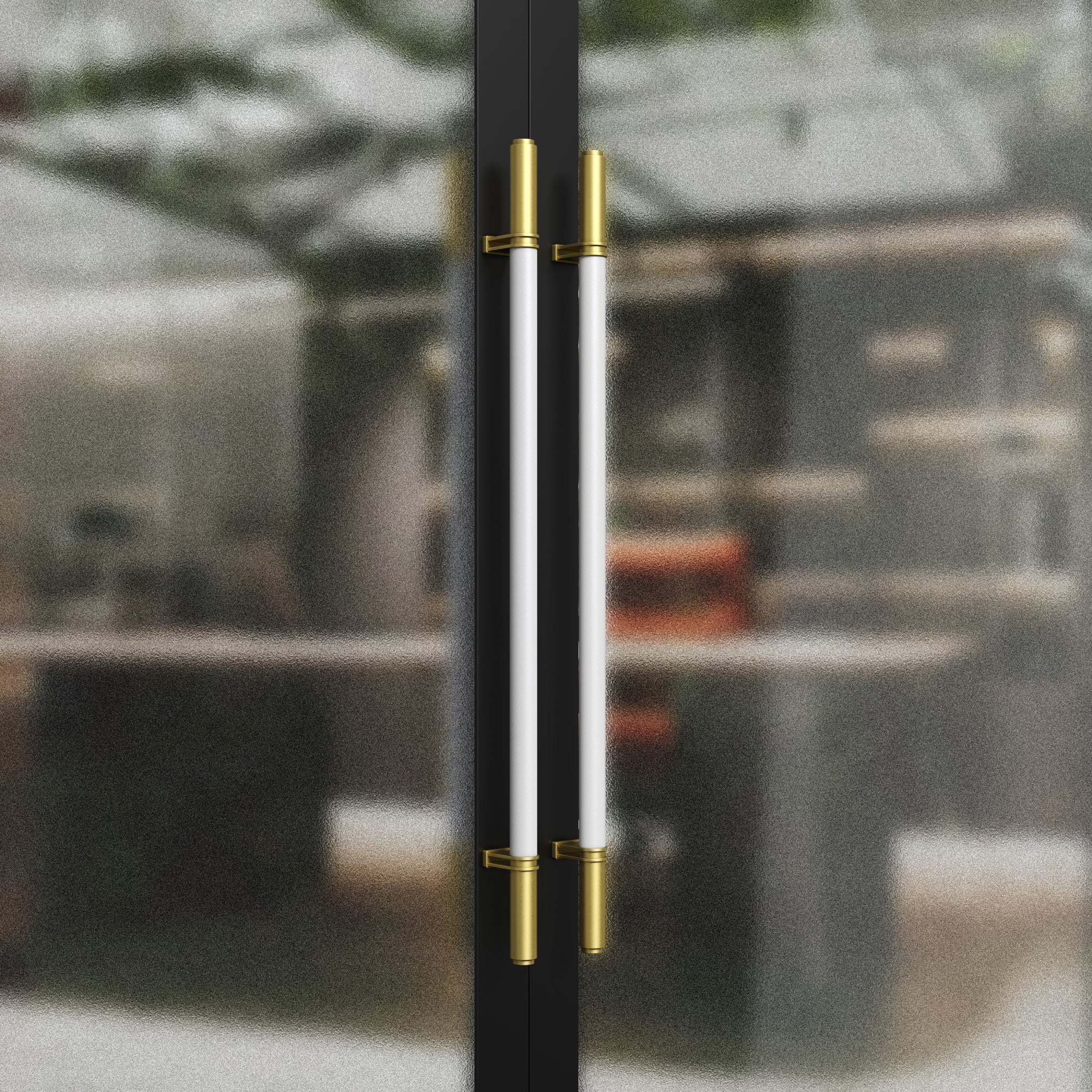 Cylindrical leather handle for hotel meeting room doors